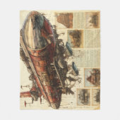 ヴィンテージスチームパンクツェッペリン(11) フリースブランケット (正面)