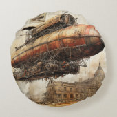 ヴィンテージスチームパンクツェッペリン(3) ラウンドクッション (裏面)