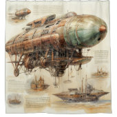 ヴィンテージスチームパンクツェッペリン(4) シャワーカーテン (正面)