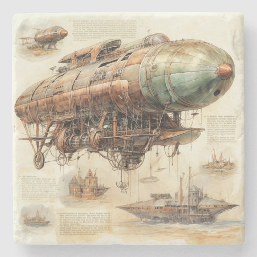 ヴィンテージスチームパンクツェッペリン(4) ストーンコースター (正面)