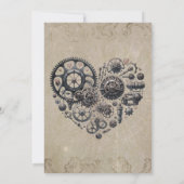 ヴィンテージスチームパンクハートのギア結婚ズ 招待状 (裏面)