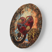 ヴィンテージスチームパンクハート壁紙 ラージ壁時計 (傾斜)