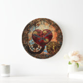 ヴィンテージスチームパンクハート壁紙 ラージ壁時計 (ホーム)