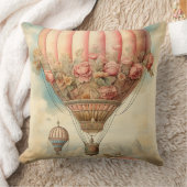 ヴィンテージスチームパンクピンクフローラホットエアバルーン クッション (ブランケット)