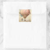 ヴィンテージスチームパンクピンクフローラホットエアバルーン スクエアシール (バッグ)