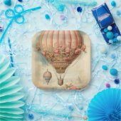 ヴィンテージスチームパンクピンクフローラホットエアバルーン ペーパープレート (パーティー)