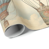 ヴィンテージスチームパンクピンクフローラホットエアバルーン ラッピングペーパー (ロールコーナー)