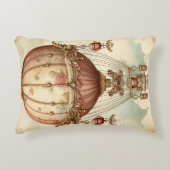 ヴィンテージスチームパンクピンクホットエアバルーン アクセントクッション (正面)