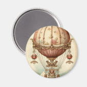 ヴィンテージスチームパンクピンクホットエアバルーン マグネット (正面/裏面)