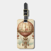 ヴィンテージスチームパンクピンクホットエアバルーン ラゲッジタグ (正面縦)
