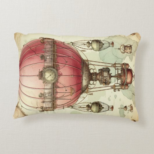 ヴィンテージスチームパンクピンクホットエアバルーン(2) アクセントクッション (裏面)