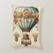 ヴィンテージスチームパンクフローラブルーホットエアバルーン アクセントクッション (裏面(縦))