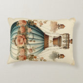 ヴィンテージスチームパンクフローラブルーホットエアバルーン アクセントクッション (裏面)