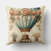 ヴィンテージスチームパンクフローラブルーホットエアバルーン クッション (裏面)