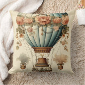 ヴィンテージスチームパンクフローラブルーホットエアバルーン クッション (ブランケット)