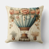 ヴィンテージスチームパンクフローラブルーホットエアバルーン クッション (正面)