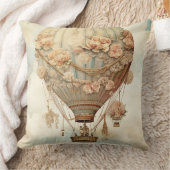 ヴィンテージスチームパンクフローラブルーホットエアバルーン(2) クッション (ブランケット)