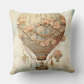 ヴィンテージスチームパンクフローラブルーホットエアバルーン(2) クッション (裏面)