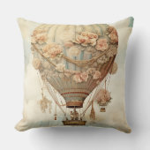 ヴィンテージスチームパンクフローラブルーホットエアバルーン(2) クッション (正面)