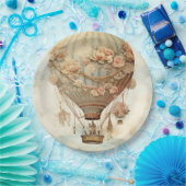 ヴィンテージスチームパンクフローラブルーホットエアバルーン(2) ペーパープレート (パーティー)