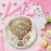 ヴィンテージスチームパンクフローラブルーホットエアバルーン(2) ペーパープレート (パーティー)