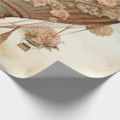 ヴィンテージスチームパンクフローラブルーホットエアバルーン(2) ラッピングペーパー (角)