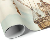 ヴィンテージスチームパンクフローラブルーホットエアバルーン(2) ラッピングペーパー (ロールコーナー)