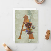 ヴィンテージスチームパンクフローラレターAノートカード ノートカード (正面/裏面インサイチュ)