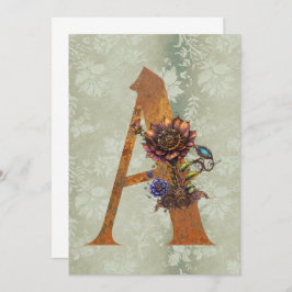 ヴィンテージスチームパンクフローラレターAノートカード ノートカード