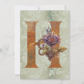 ヴィンテージスチームパンクフローラレターHノートカード ノートカード (正面)