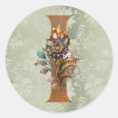 ヴィンテージスチームパンクフローラレターI ラウンドシール (正面)