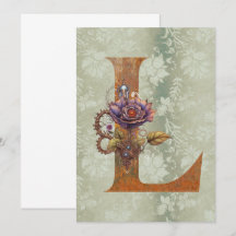 ヴィンテージスチームパンクフローラレターLノートカード