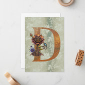 ヴィンテージスチームパンクフローラレターMノートカード ノートカード (正面/裏面インサイチュ)