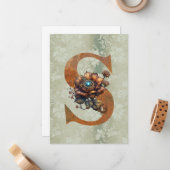 ヴィンテージスチームパンクフローラレターSノートカード ノートカード (正面/裏面インサイチュ)