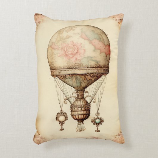 ヴィンテージスチームパンクフローラ熱気球 アクセントクッション (正面(垂直))