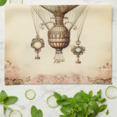 ヴィンテージスチームパンクフローラ熱気球 キッチンタオル (折り畳み)