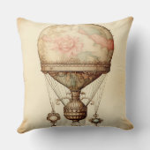 ヴィンテージスチームパンクフローラ熱気球 クッション (裏面)