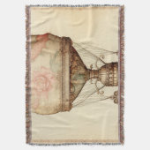 ヴィンテージスチームパンクフローラ熱気球 スローブランケット (正面縦)