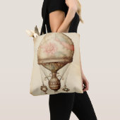 ヴィンテージスチームパンクフローラ熱気球 トートバッグ (クローズアップ)