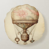 ヴィンテージスチームパンクフローラ熱気球 ラウンドクッション (裏面)