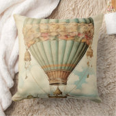ヴィンテージスチームパンクブルーホットエアバルーン クッション (ブランケット)