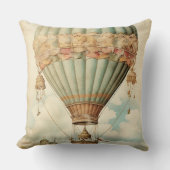 ヴィンテージスチームパンクブルーホットエアバルーン クッション (正面)