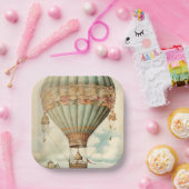 ヴィンテージスチームパンクブルーホットエアバルーン ペーパープレート (パーティー)