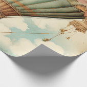 ヴィンテージスチームパンクブルーホットエアバルーン ラッピングペーパー (角)