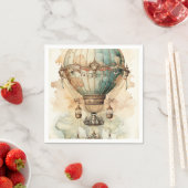 ヴィンテージスチームパンクブルーホットエアバルーン(2) スタンダードカクテルナプキン (インサイチュ)