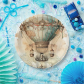 ヴィンテージスチームパンクブルーホットエアバルーン(2) ペーパープレート (パーティー)