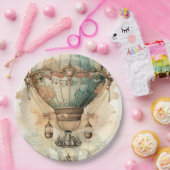 ヴィンテージスチームパンクブルーホットエアバルーン(2) ペーパープレート (パーティー)