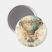 ヴィンテージスチームパンクブルーホットエアバルーン(2) マグネット (正面/裏面)