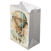 ヴィンテージスチームパンクブルーホットエアバルーン(2) ミディアムペーパーバッグ (正面アングル)