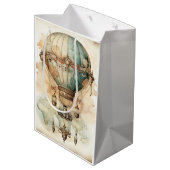 ヴィンテージスチームパンクブルーホットエアバルーン(2) ミディアムペーパーバッグ (裏面アングル)